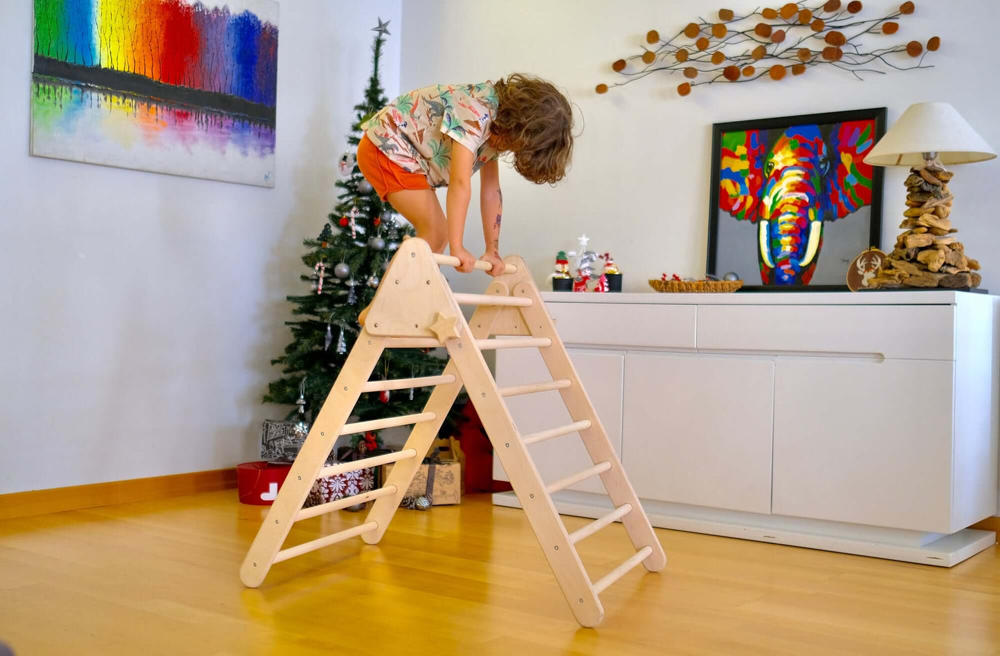 Katlanabilir Montessori Tırmanma Üçgeni Seti - Taşınabilir Çalışma Masası ve Sandalyeli