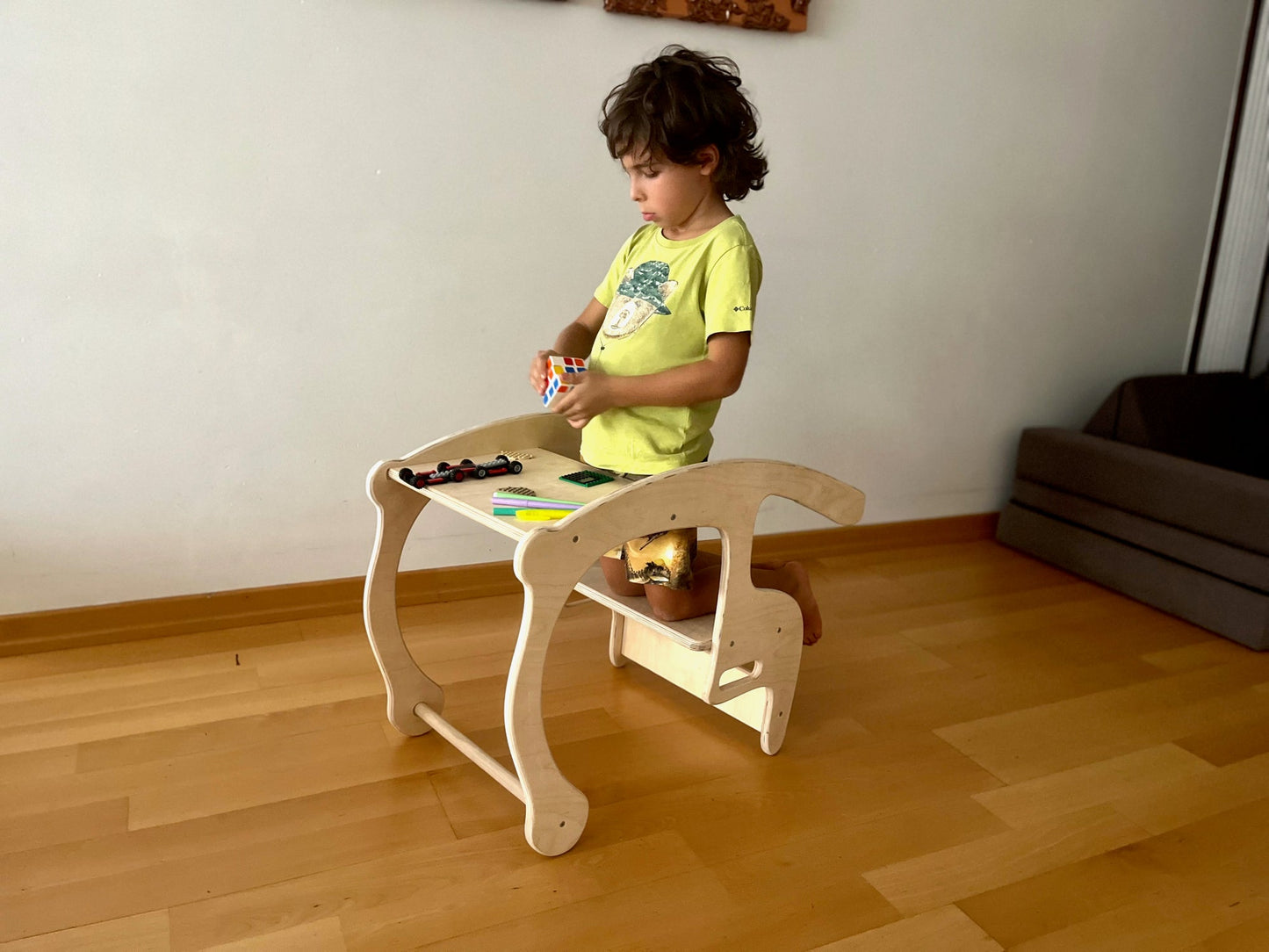 Kidoppo Tekli Ahşap Tahterevalli | Çok Fonksiyonlu Montessori Mobilyası 🌟