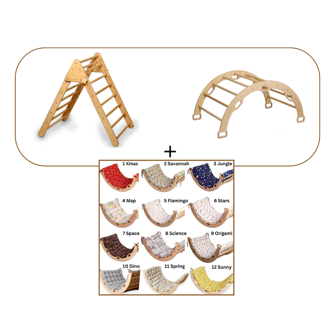 Montessori Set - Tırmanma Üçgeni ve Kemeri + Yastık Modelleri