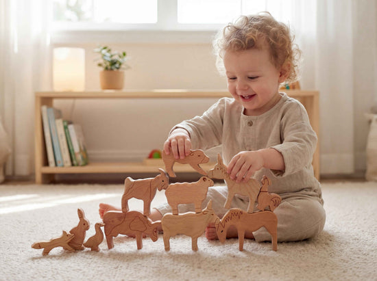 Ahşap Çiftlik Hayvanları Denge Oyunu | Montessori Waldorf İstifleme Oyuncağı