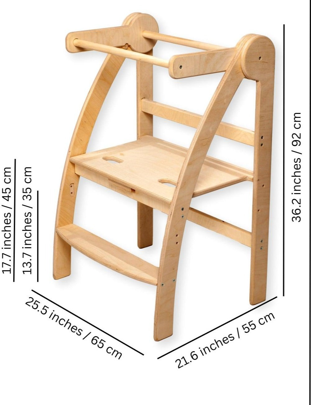 İkiz Ahşap Öğrenme Kulesi / Katlanabilir Özellikli Montessori Yardımcı Kule