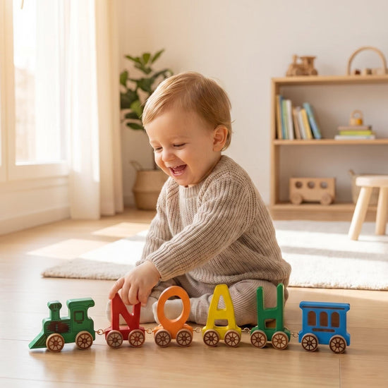 Kişiye özel ahşap isim treni Montessori harfli tren oyuncağı