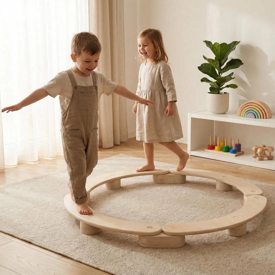 Montessori ahşap denge tahtası seti 4 parça çocuk balance beam