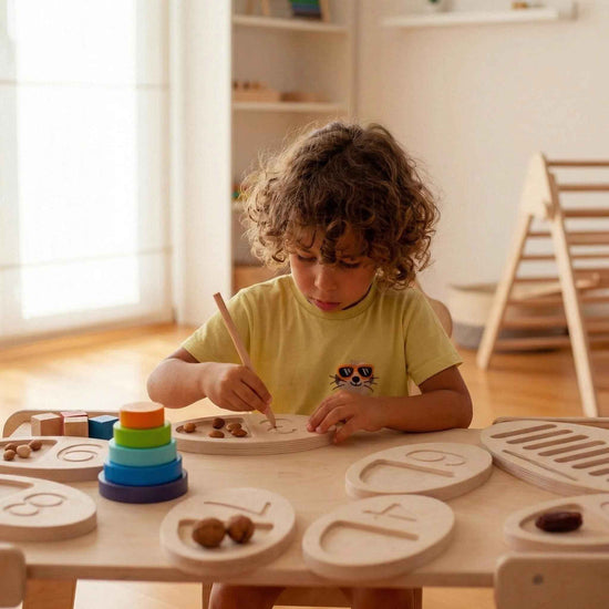 Montessori Ahşap Sayı Sayma Tepsisi | Eğitici Sayılar ve Şekiller Seti
