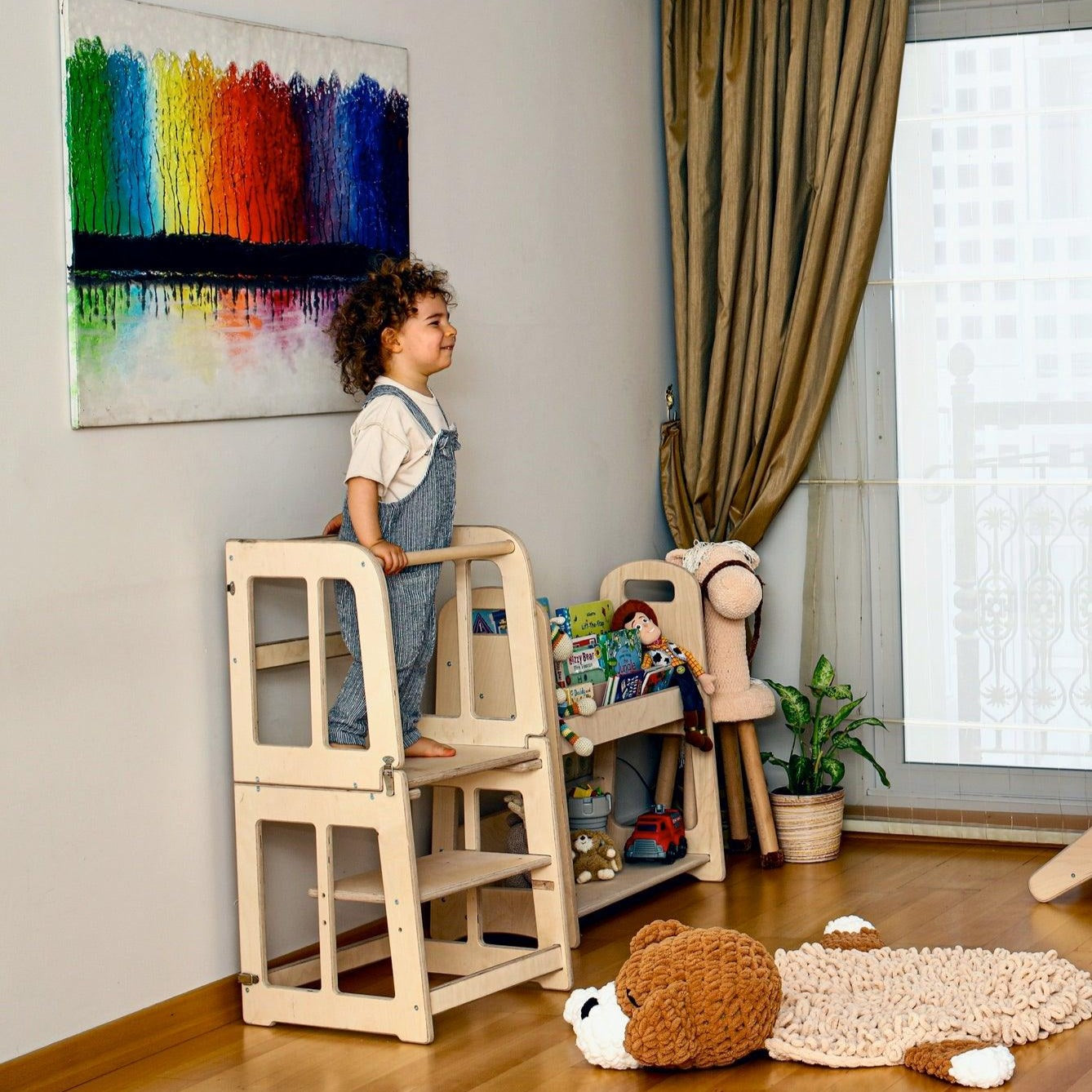 2'si 1 Arada Montessori Öğrenme Kulesi ve Masası