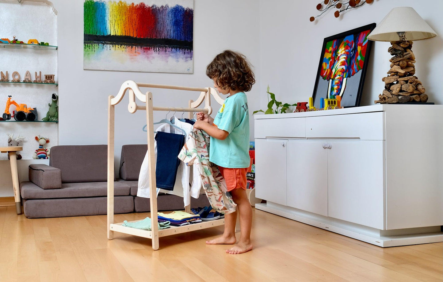 Montessori Wooden Kids Clothing Rack - Kidodido