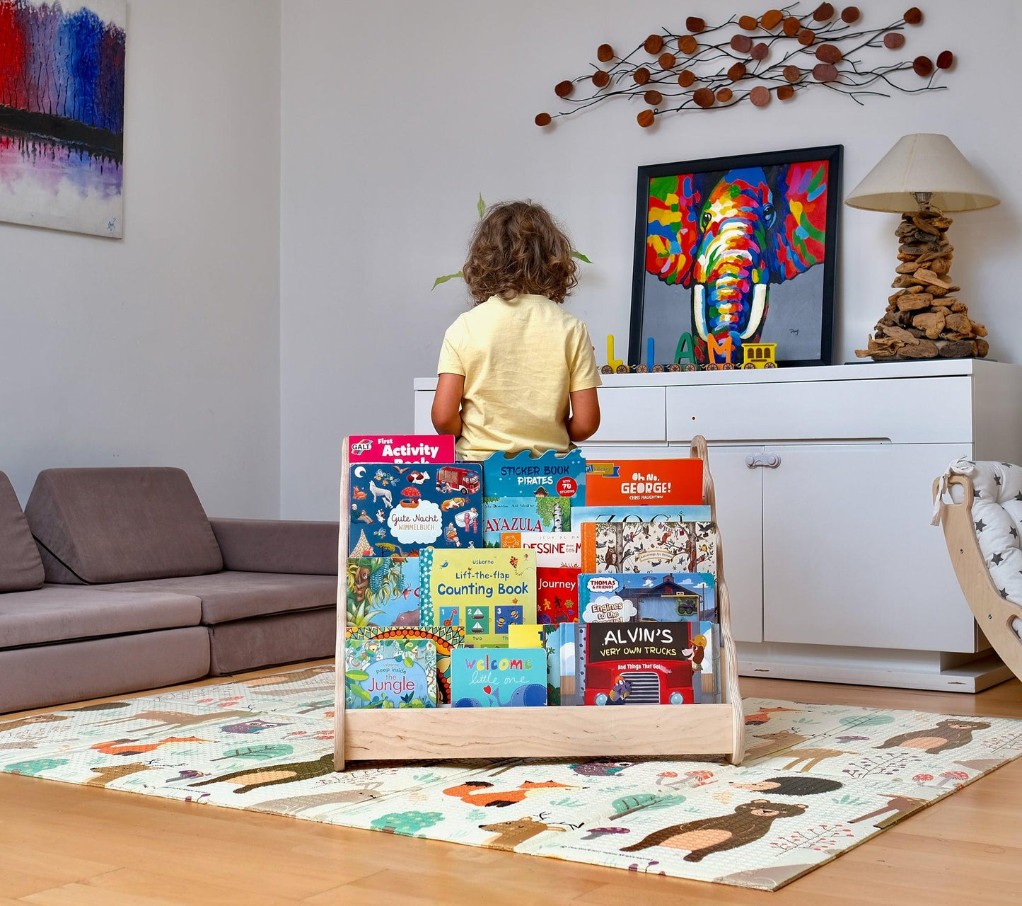 Wave Design Wooden Bookshelf / Large Size - Kidodido