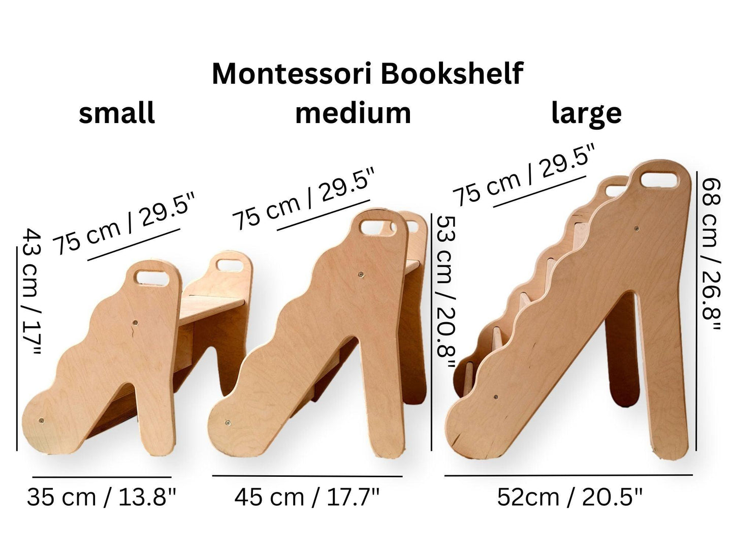 Wave Design Wooden Bookshelf / Large Size - Kidodido