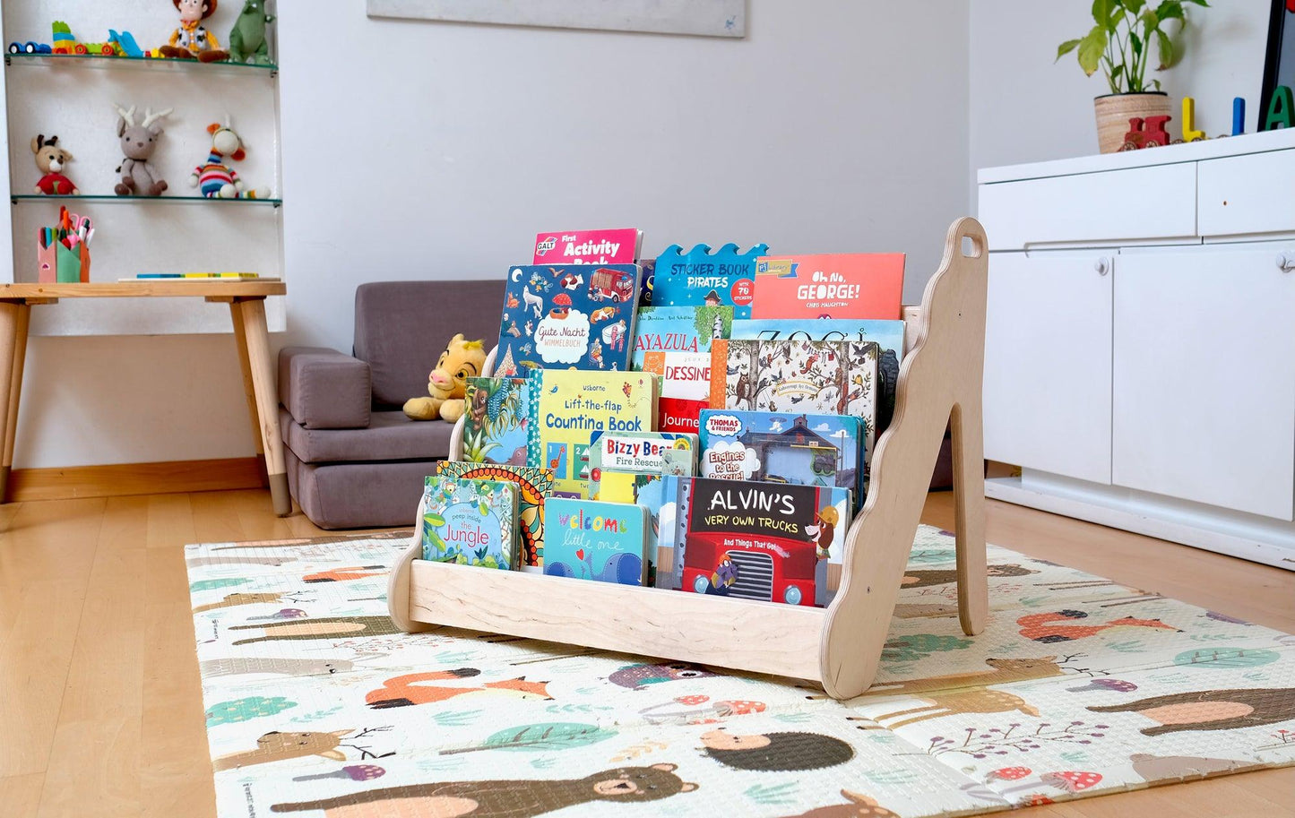 Wave Design Wooden Bookshelf / Large Size - Kidodido