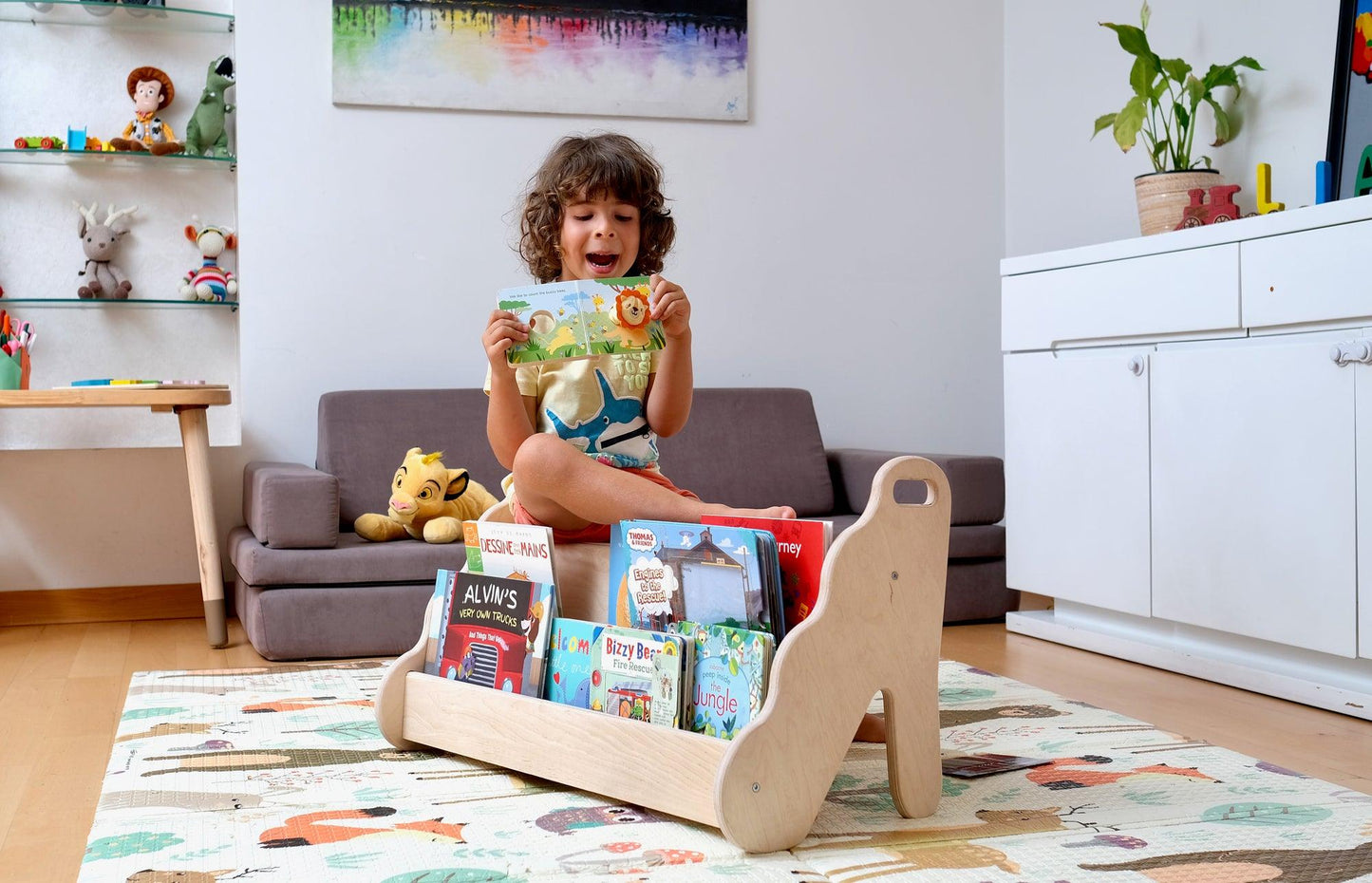 Wave Design Wooden Bookshelf / Small Size - Kidodido