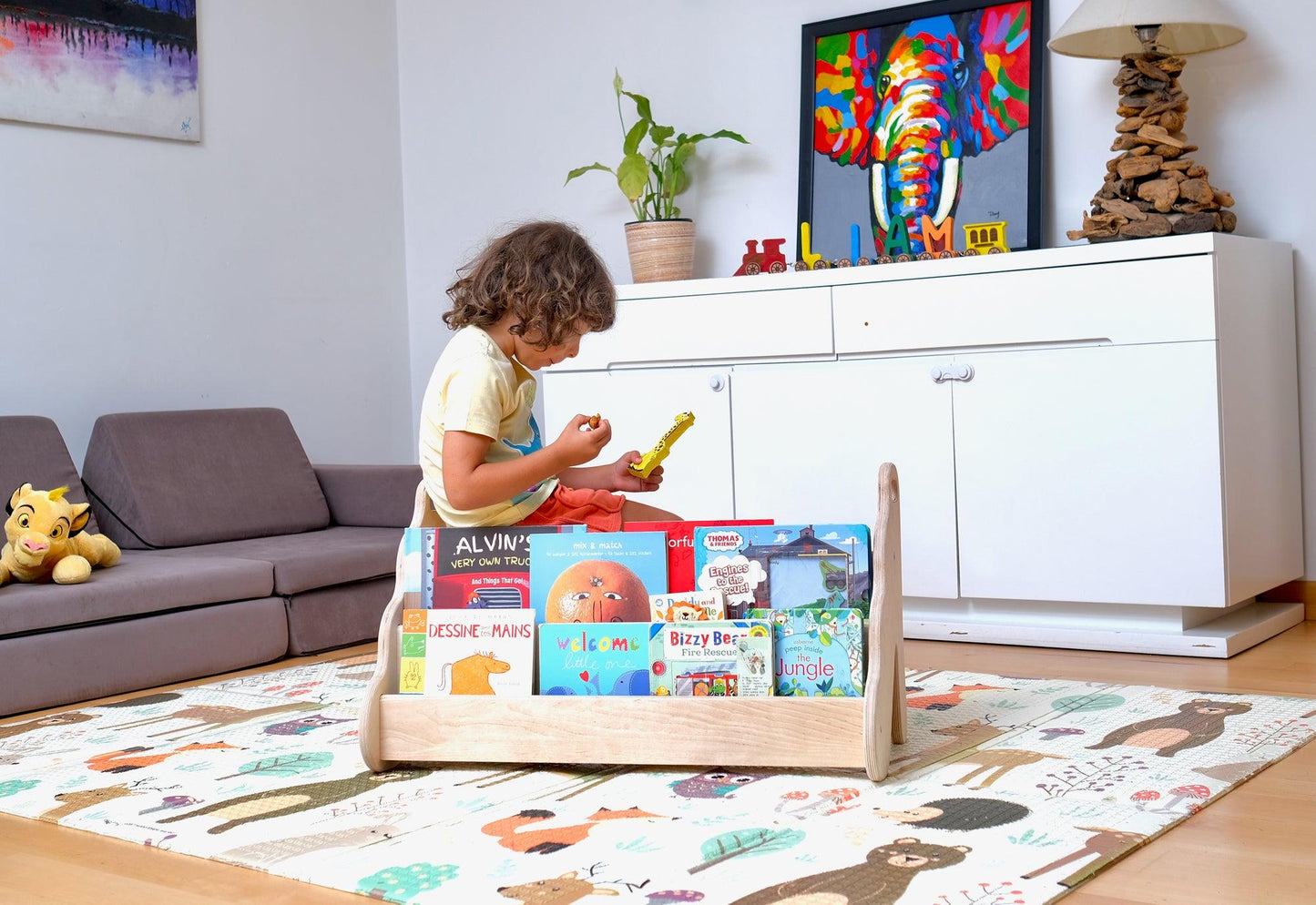 Wave Design Wooden Bookshelf / Small Size - Kidodido