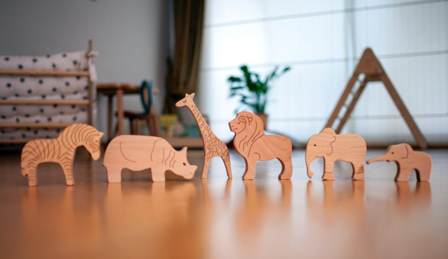 Wooden Safari Animals Set - Kidodido