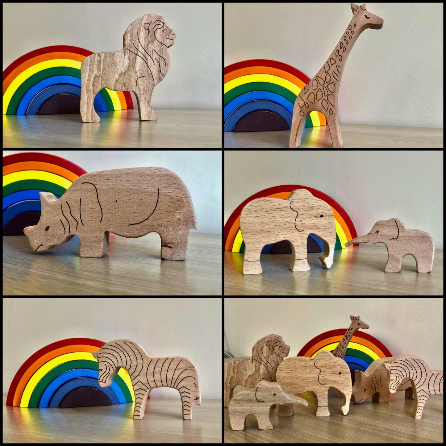 Wooden Safari Animals Set - Kidodido
