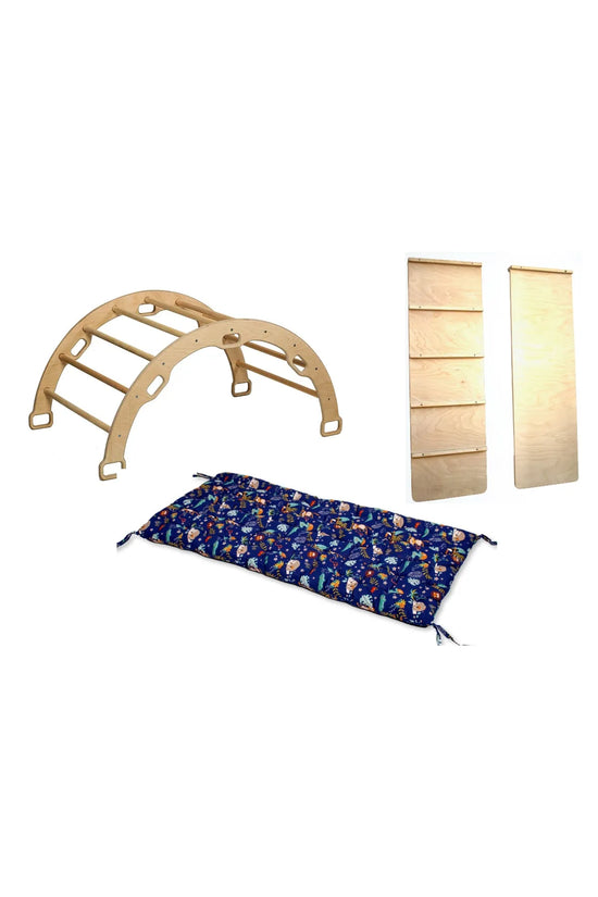 3 parça Pikler Montessori Tırmanma Seti (Tırmanma Kemeri + XL Yastık  + Rampa Seçeneği