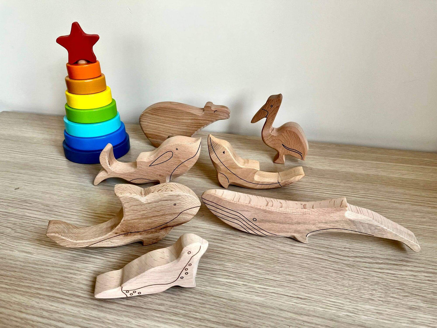 Ahşap Deniz Hayvanları Denge Oyunu | Montessori Waldorf İstifleme Oyuncağı - Kidoppo