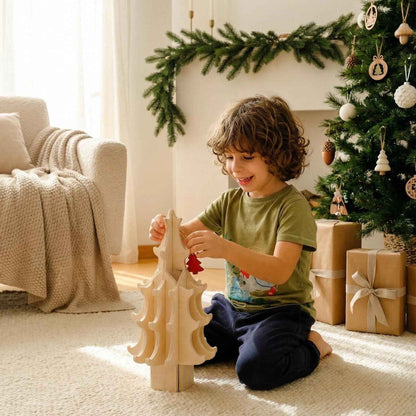 Montessori Ahşap Yılbaşı Ağacı | Çocuklar İçin Noel Ağacı ve Dekoratif Oyun Seti