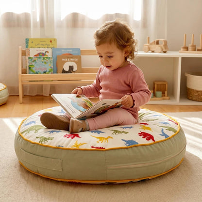 Dinozor desenli çocuk yer minderi Montessori oyun ve okuma minderi