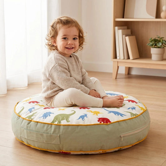 Montessori oyun odası için dinozor desenli çocuk yer minderi