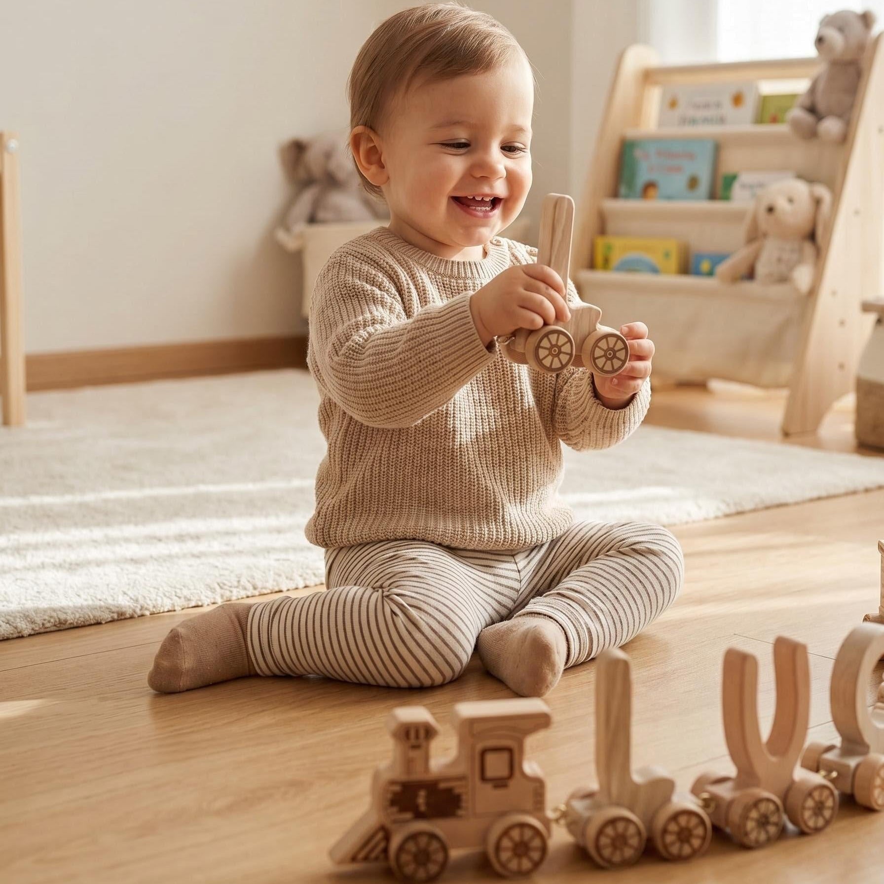 Montessori ahşap tren oyuncağı kişiye özel isim harfleri ile