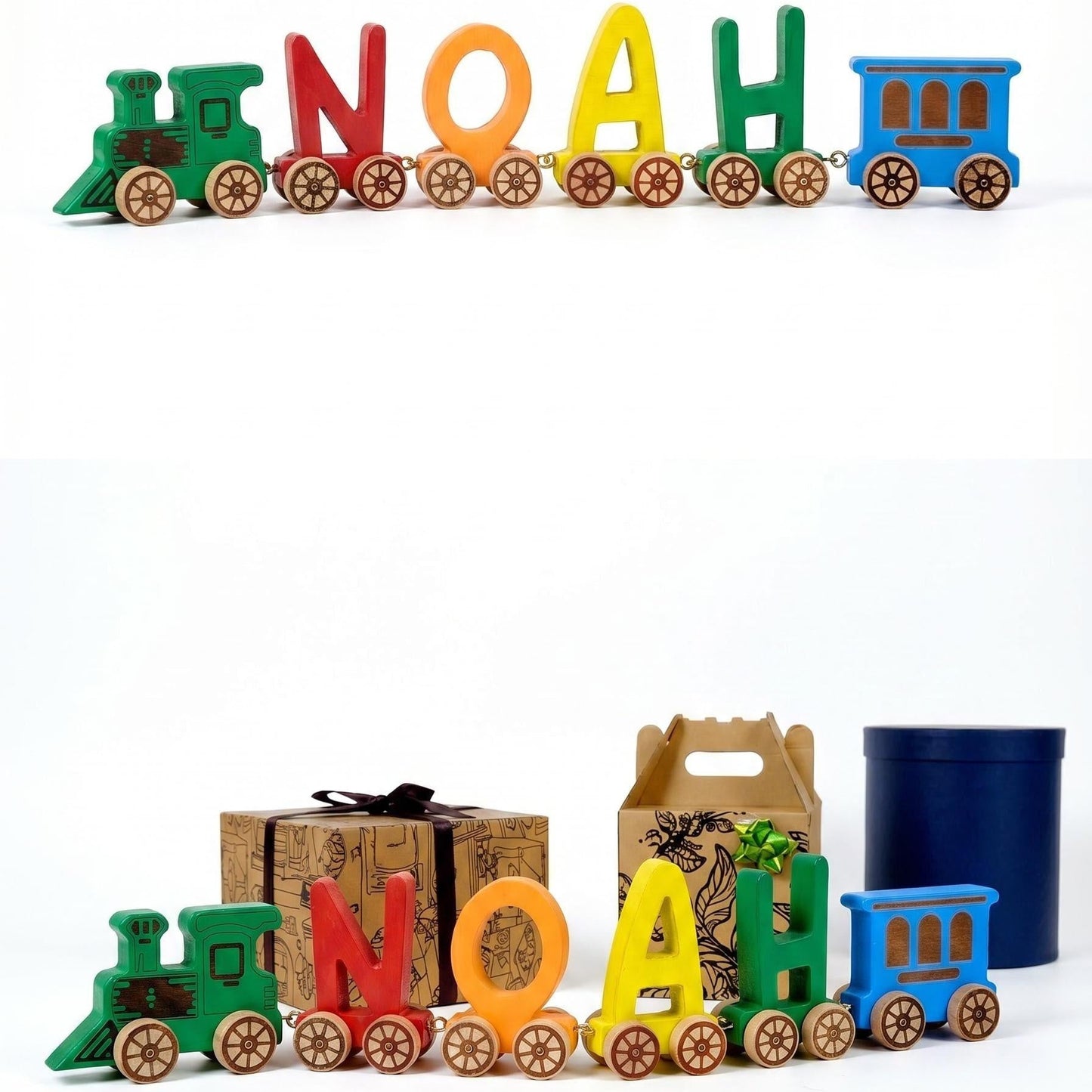 Kişiye özel Montessori ahşap tren bebek ve çocuk hediyesi
