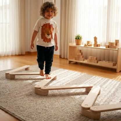 Montessori ahşap denge yürüme tahtası seti 2 4 6 8 parça çocuk balance beam