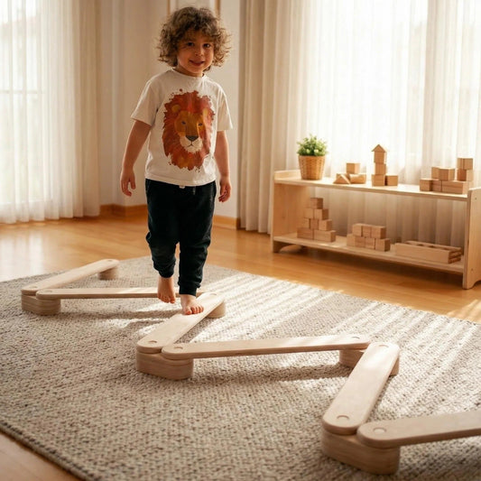 Montessori ahşap denge yürüme tahtası seti 2 4 6 8 parça çocuk balance beam