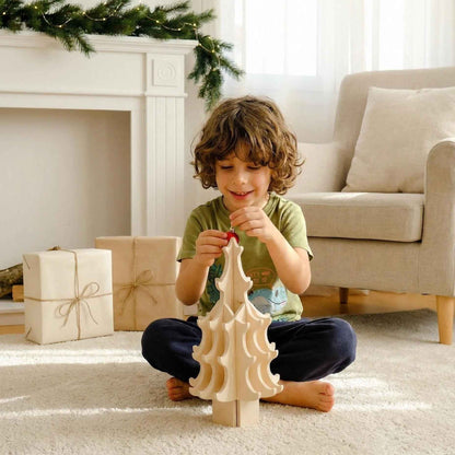 Montessori Ahşap Yılbaşı Ağacı | Çocuklar İçin Noel Ağacı ve Dekoratif Oyun Seti
