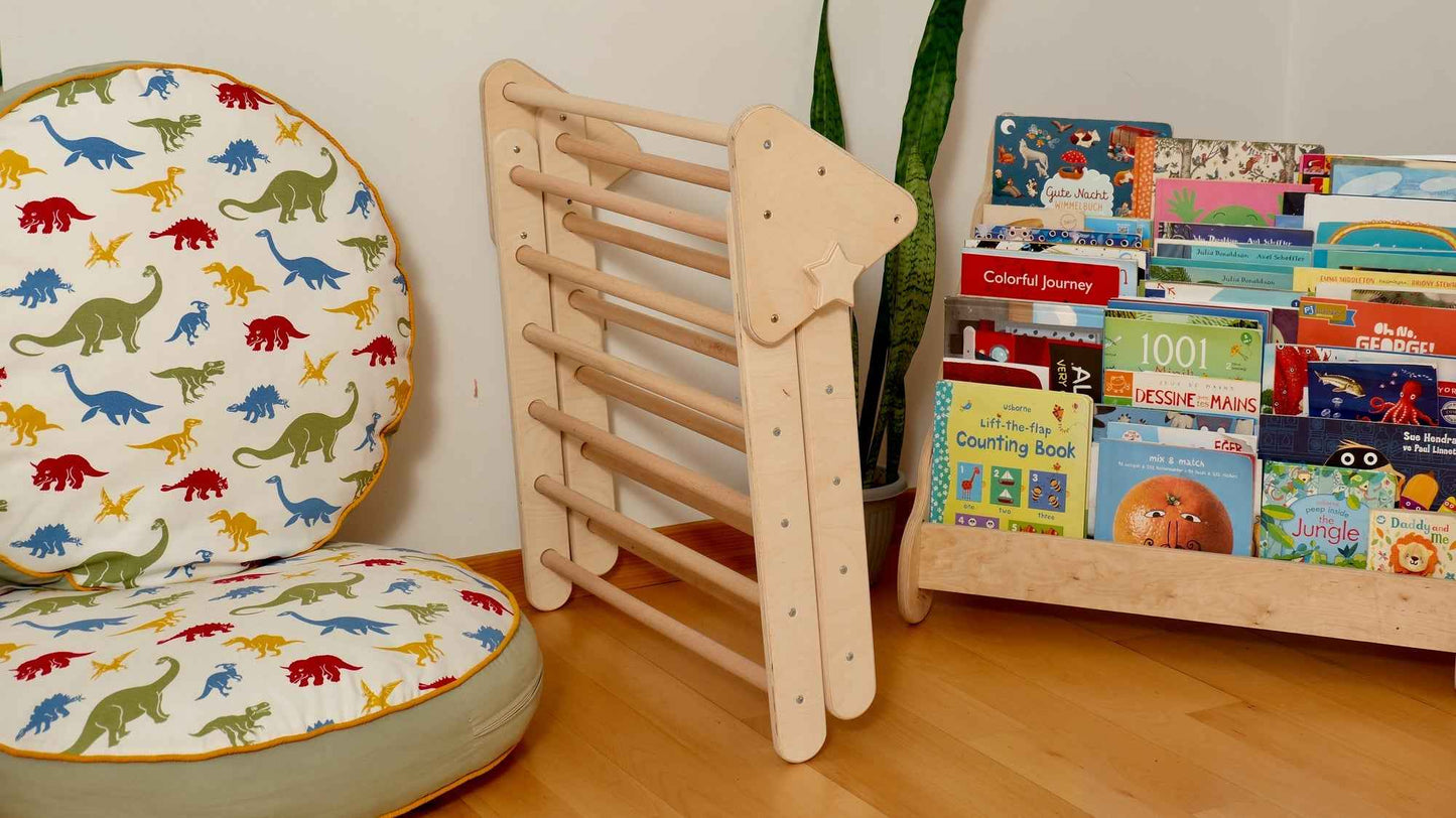 Montessori Tırmanma Seti | Pikler Üçgen, Tırmanma Kemeri, 2’si 1 Arada Rampa ve Yastık