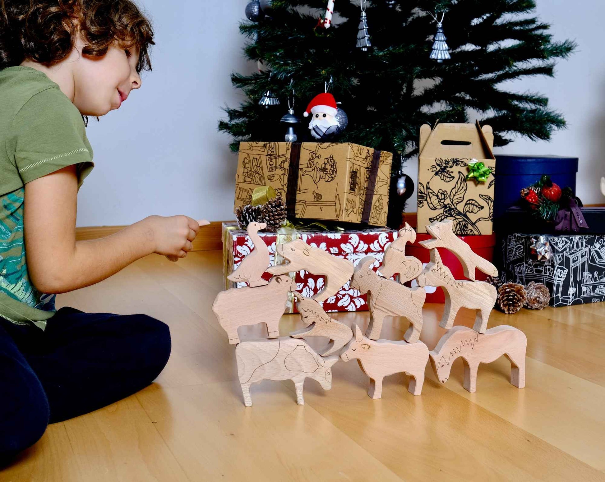 Ahşap Çiftlik Hayvanları Denge Oyunu | Montessori Waldorf İstifleme Oyuncağı