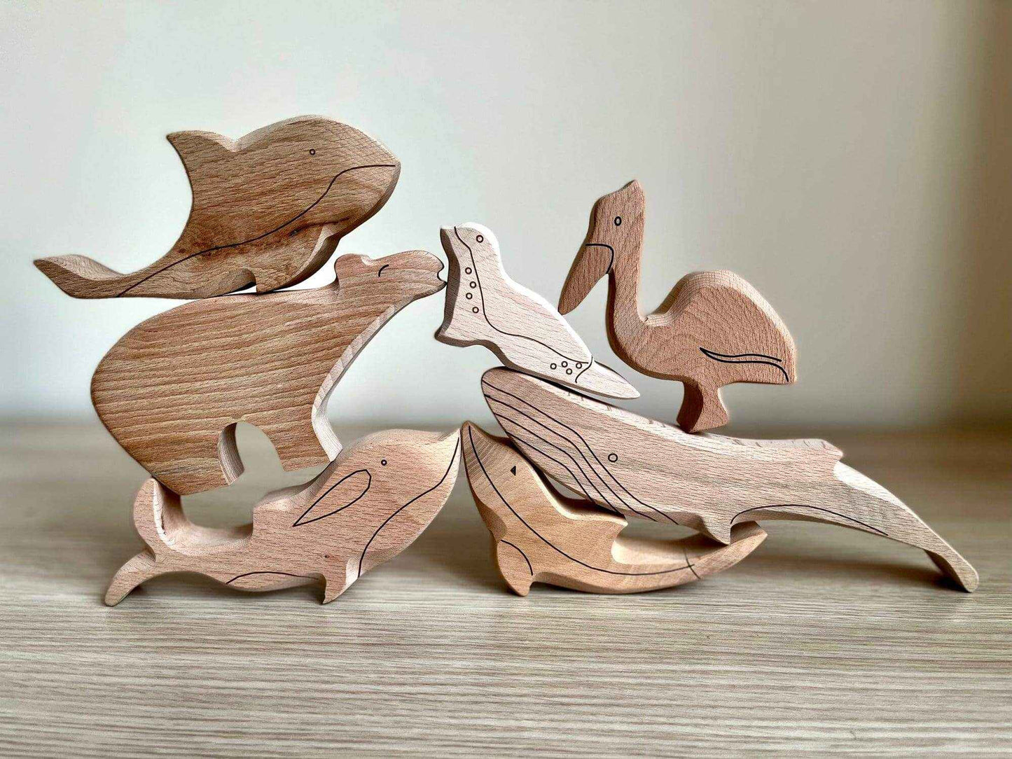 Ahşap Deniz Hayvanları Denge Oyunu | Montessori Waldorf İstifleme Oyuncağı