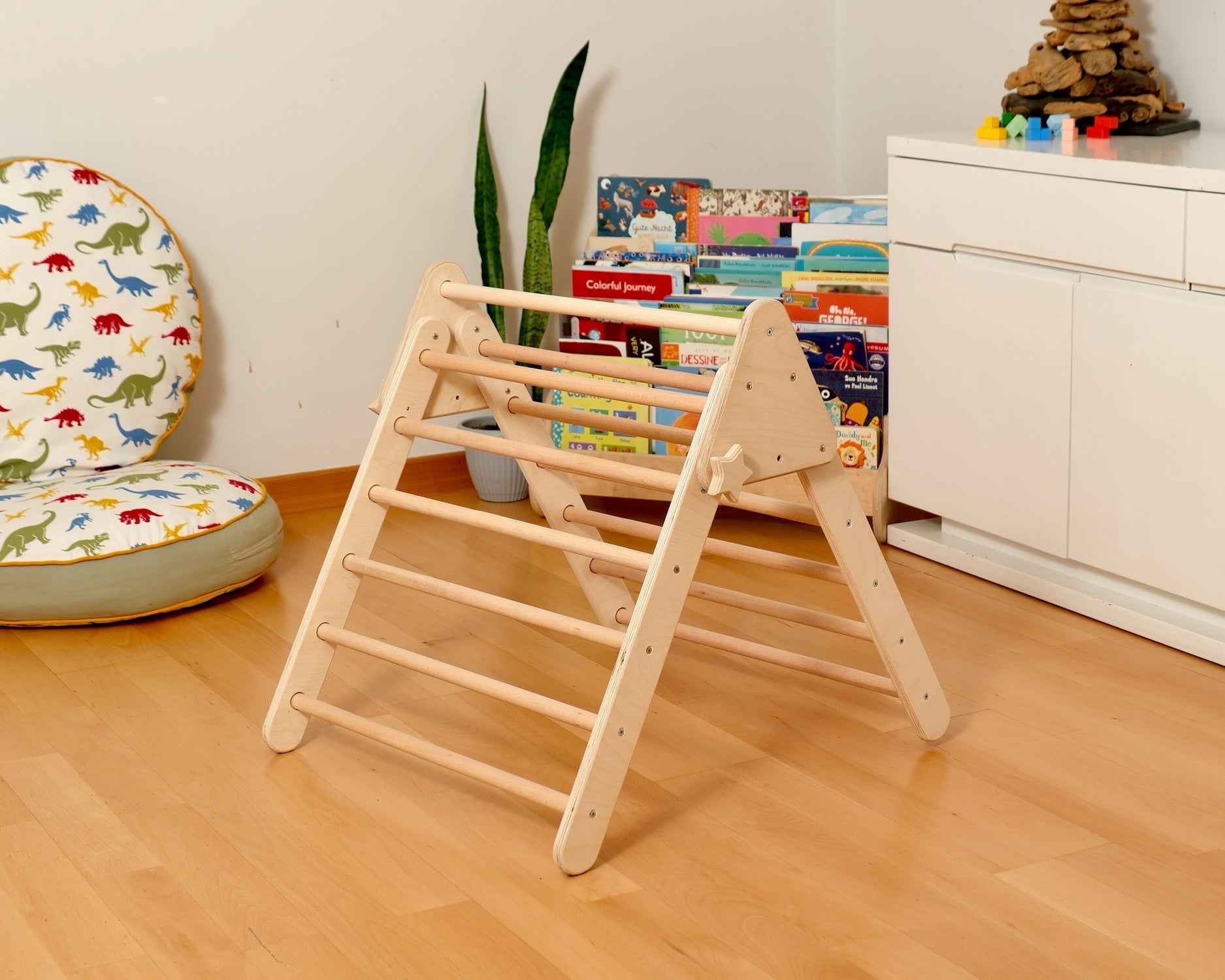 Montessori Tırmanma Seti | Pikler Üçgen, Tırmanma Kemeri, 2’si 1 Arada Rampa ve Yastık