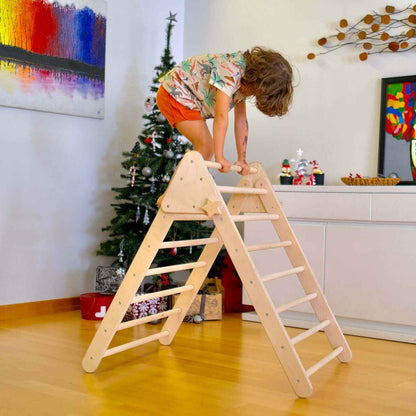 Montessori çocuk aktivite seti Pikler üçgeni masa aparatı ve sandalye