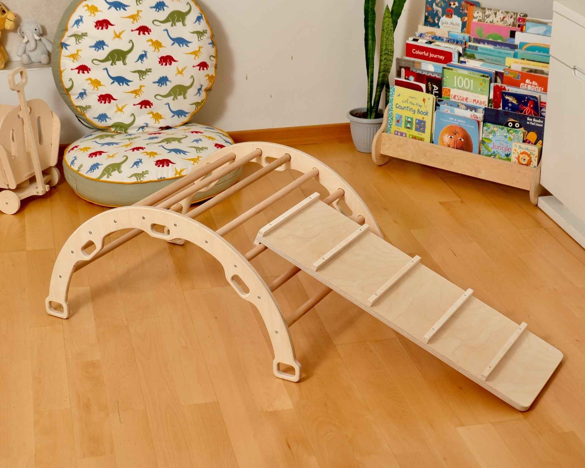 Montessori Tırmanma Seti | Pikler Üçgen, Tırmanma Kemeri, 2’si 1 Arada Rampa ve Yastık