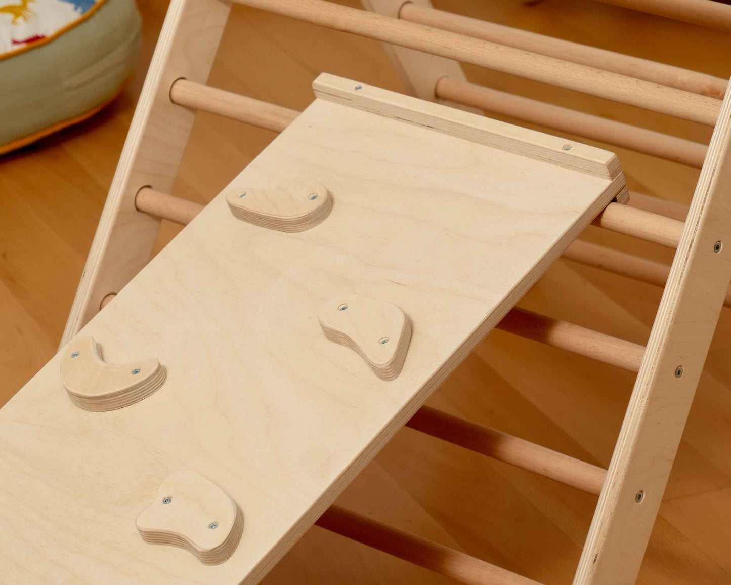 Montessori Tırmanma Seti | Pikler Üçgen, Tırmanma Kemeri, 2’si 1 Arada Rampa ve Yastık