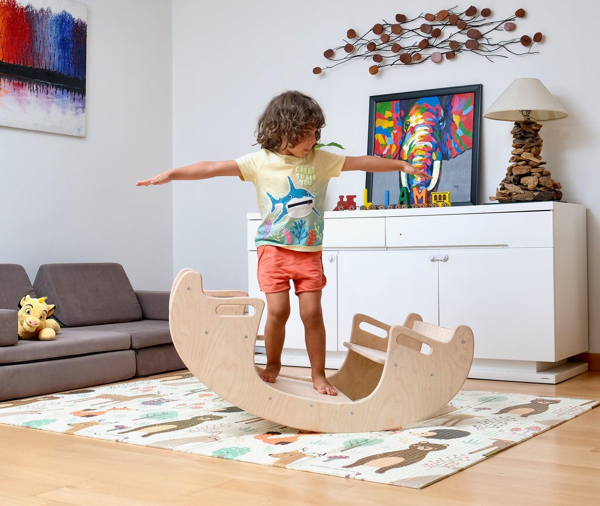 2in1 Montessori Wooden Seesaw and Table Chair Set - Kidodido