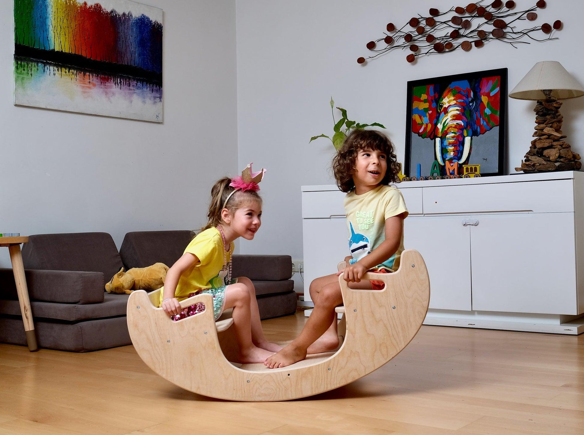 2'si 1 Arada Montessori Ahşap Tahterevalli ve Masa Sandalye Seti 