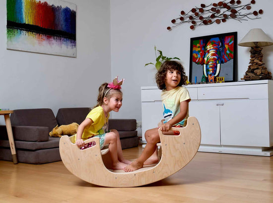 2'si 1 Arada Montessori Ahşap Tahterevalli ve Masa Sandalye Seti - Güvenli ve Eğitici Mobilya