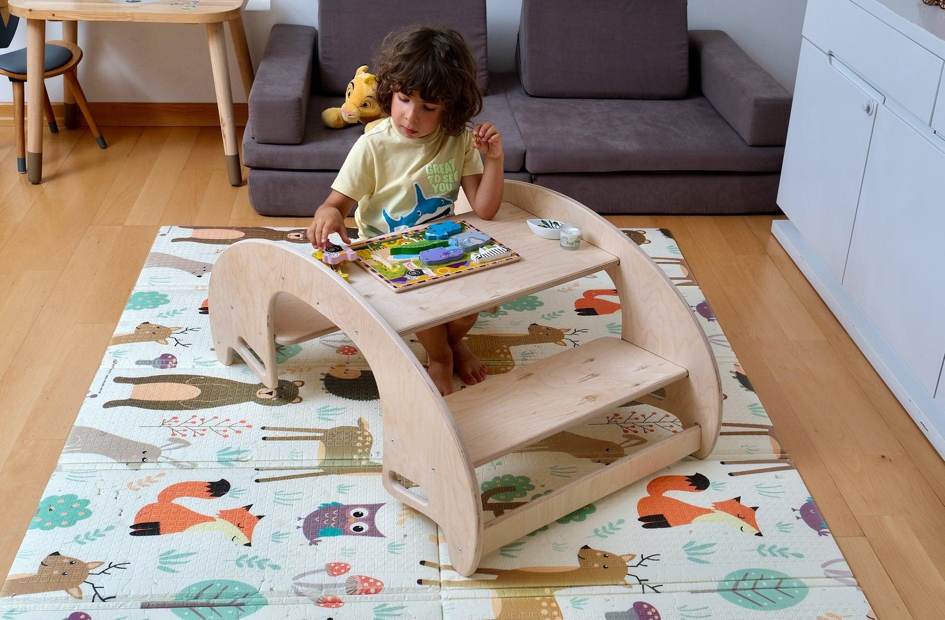 2in1 Montessori Wooden Seesaw and Table Chair Set - Kidodido