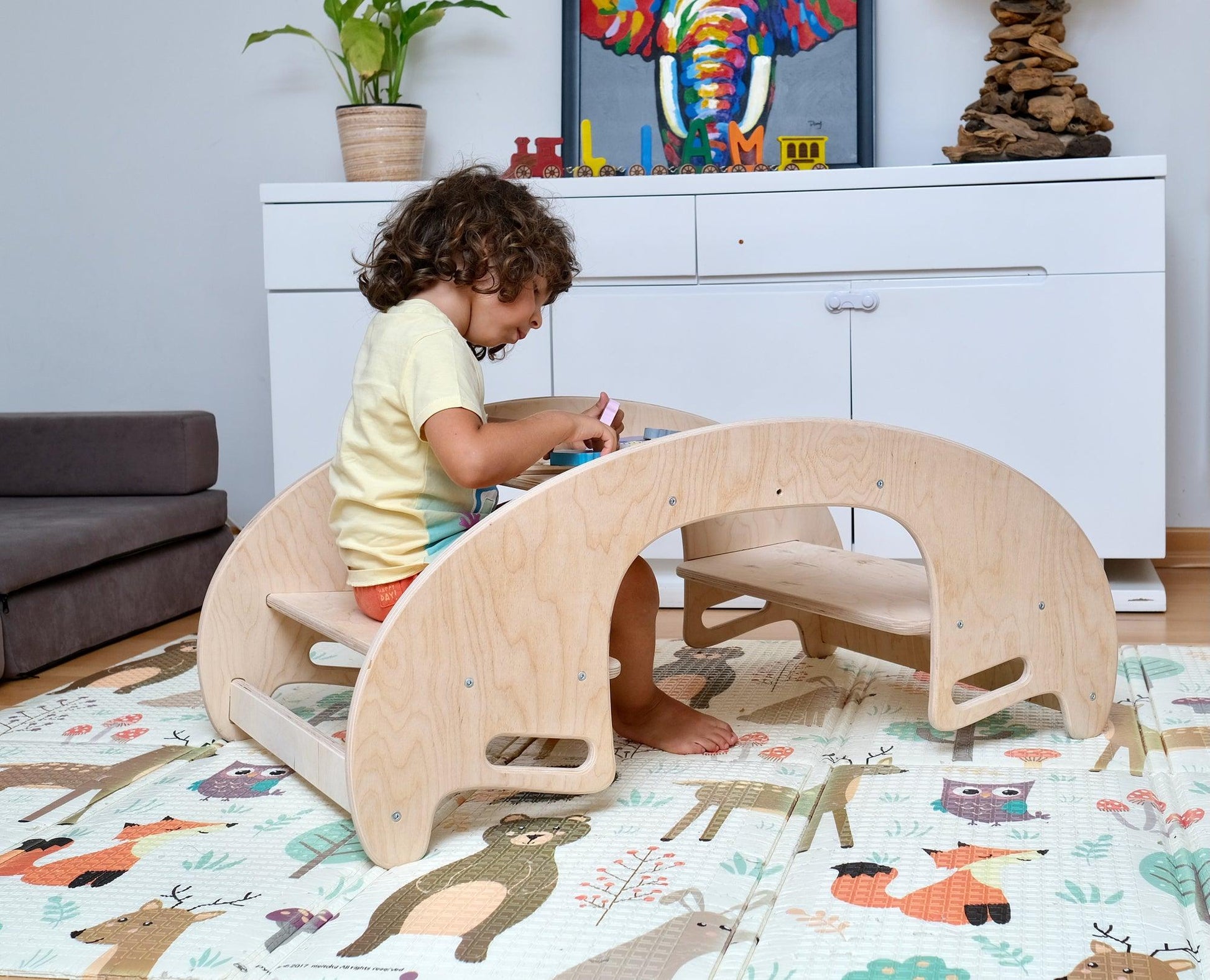 2in1 Montessori Wooden Seesaw and Table Chair Set - Kidodido