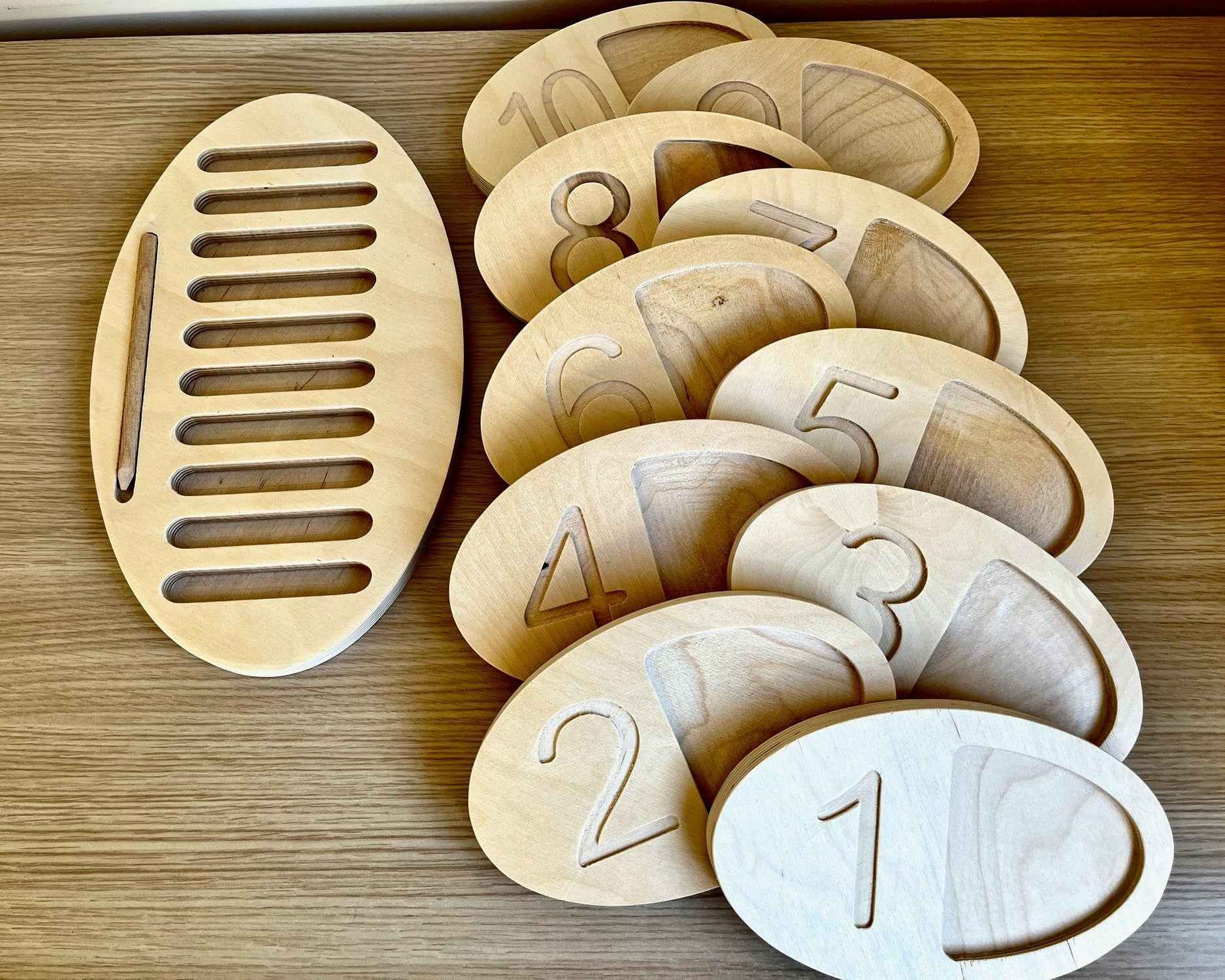 Montessori Ahşap Sayı Sayma Tepsisi | Eğitici Sayılar ve Şekiller Seti