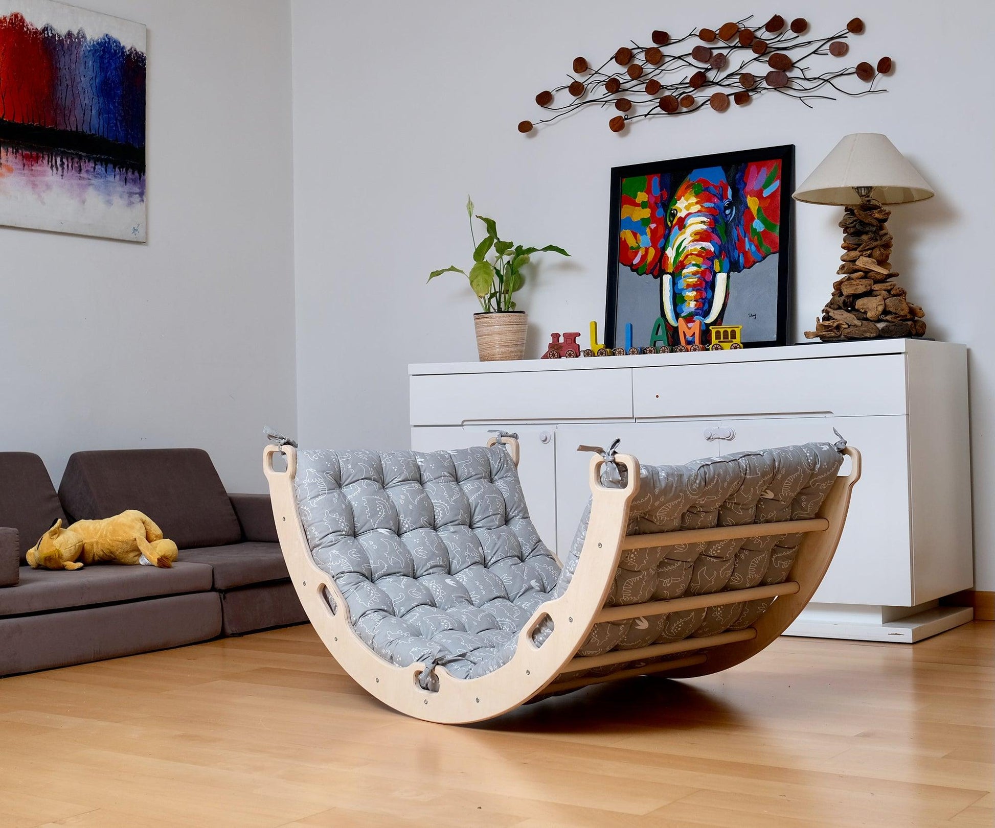 Arch - Rocker with Pillow Grey Dino Pattern - Kidodido