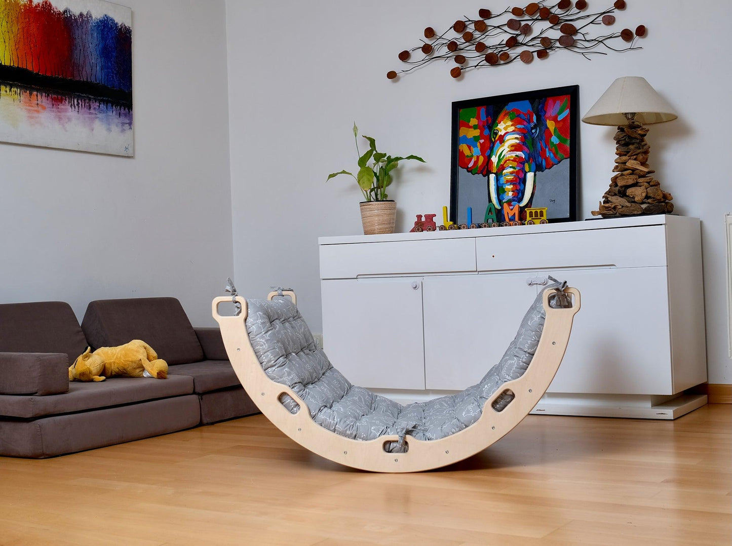 Arch - Rocker with Pillow Grey Dino Pattern - Kidodido