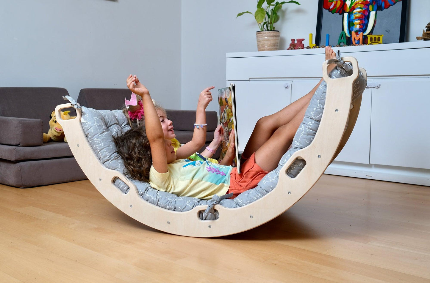 Arch - Rocker with Pillow Grey Dino Pattern - Kidodido
