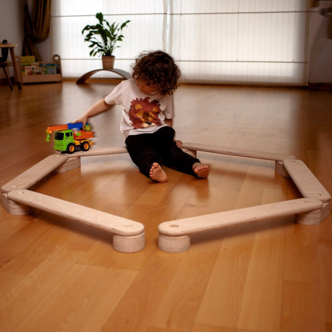 Denge yürüme tahtası seti çocuklar için ahşap denge parkuru