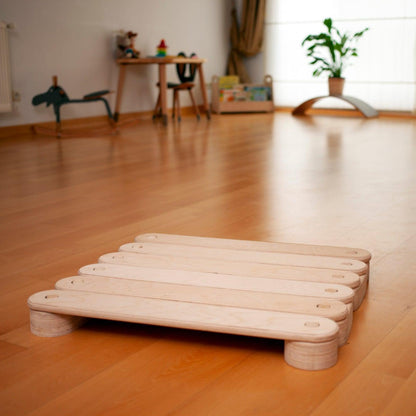 Doğal huş ağacından Montessori denge yürüme tahtası seti