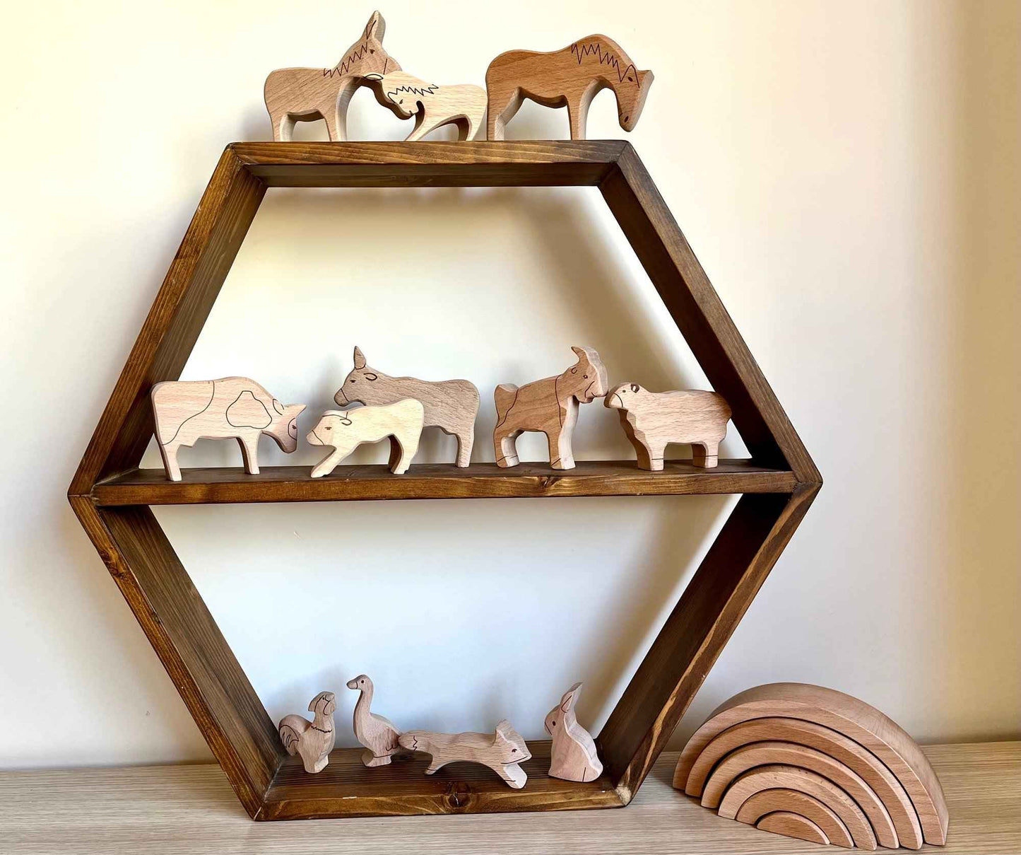 Ahşap Çiftlik Hayvanları Denge Oyunu | Montessori Waldorf İstifleme Oyuncağı