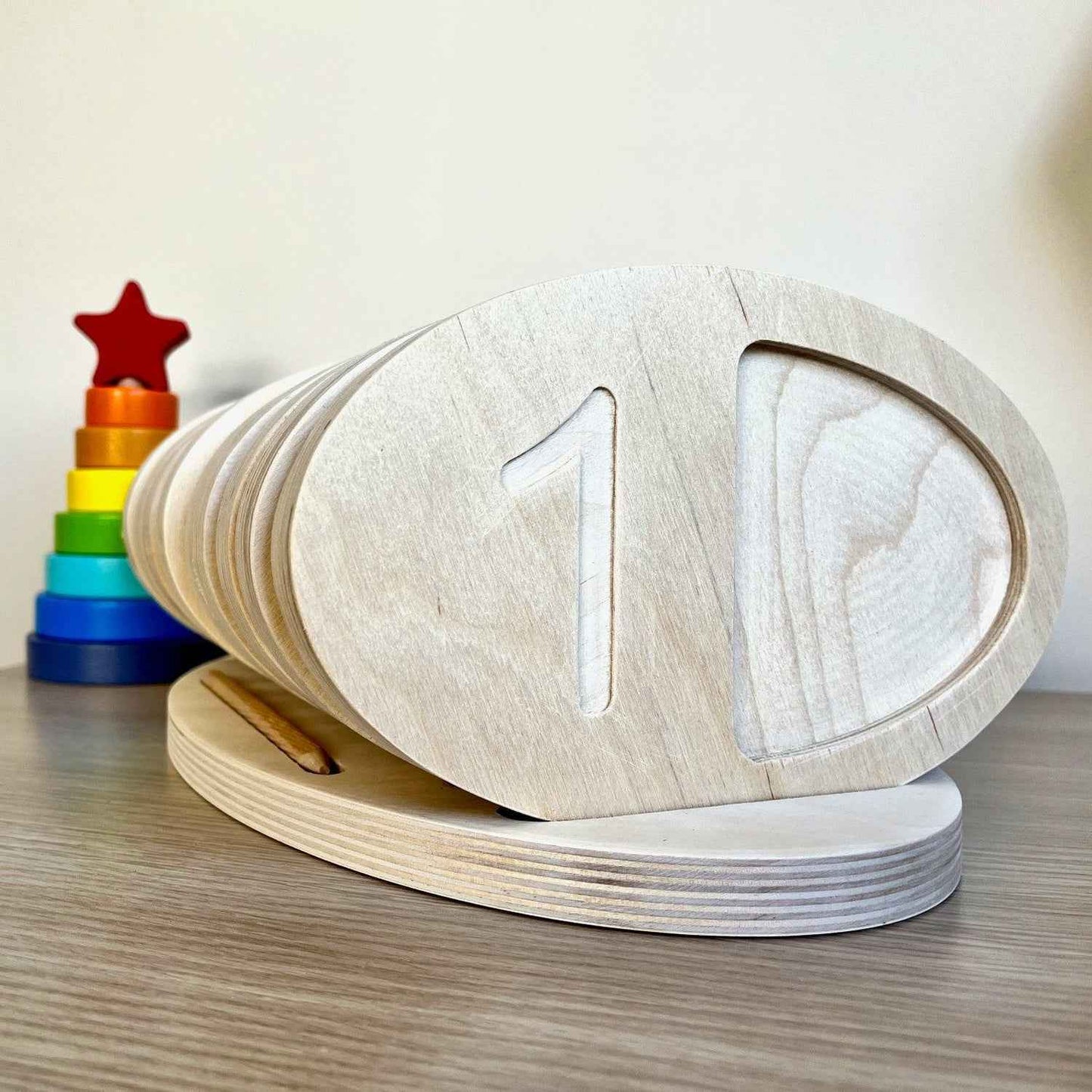 Montessori Ahşap Sayı Sayma Tepsisi | Eğitici Sayılar ve Şekiller Seti