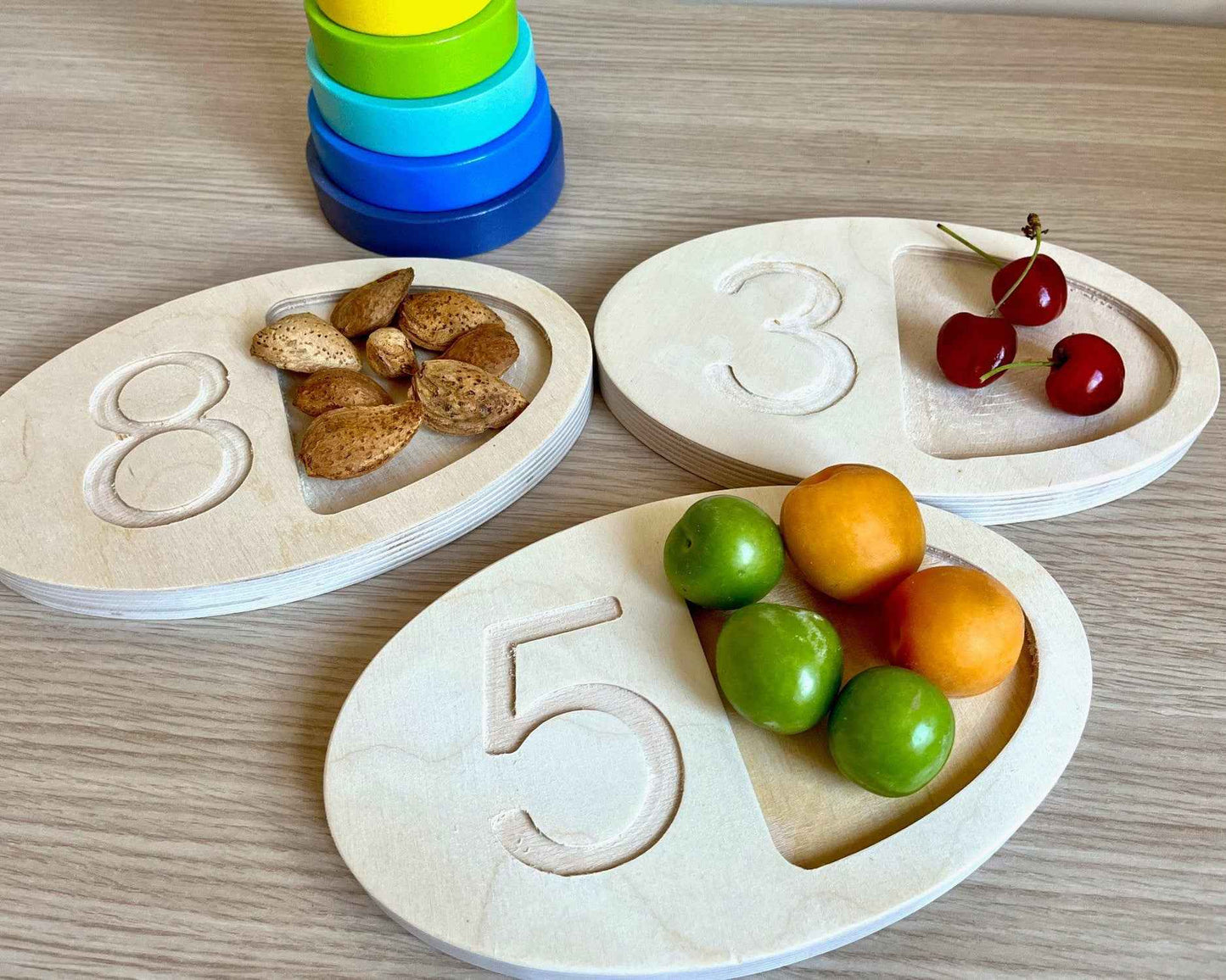 Montessori Ahşap Sayı Sayma Tepsisi | Eğitici Sayılar ve Şekiller Seti