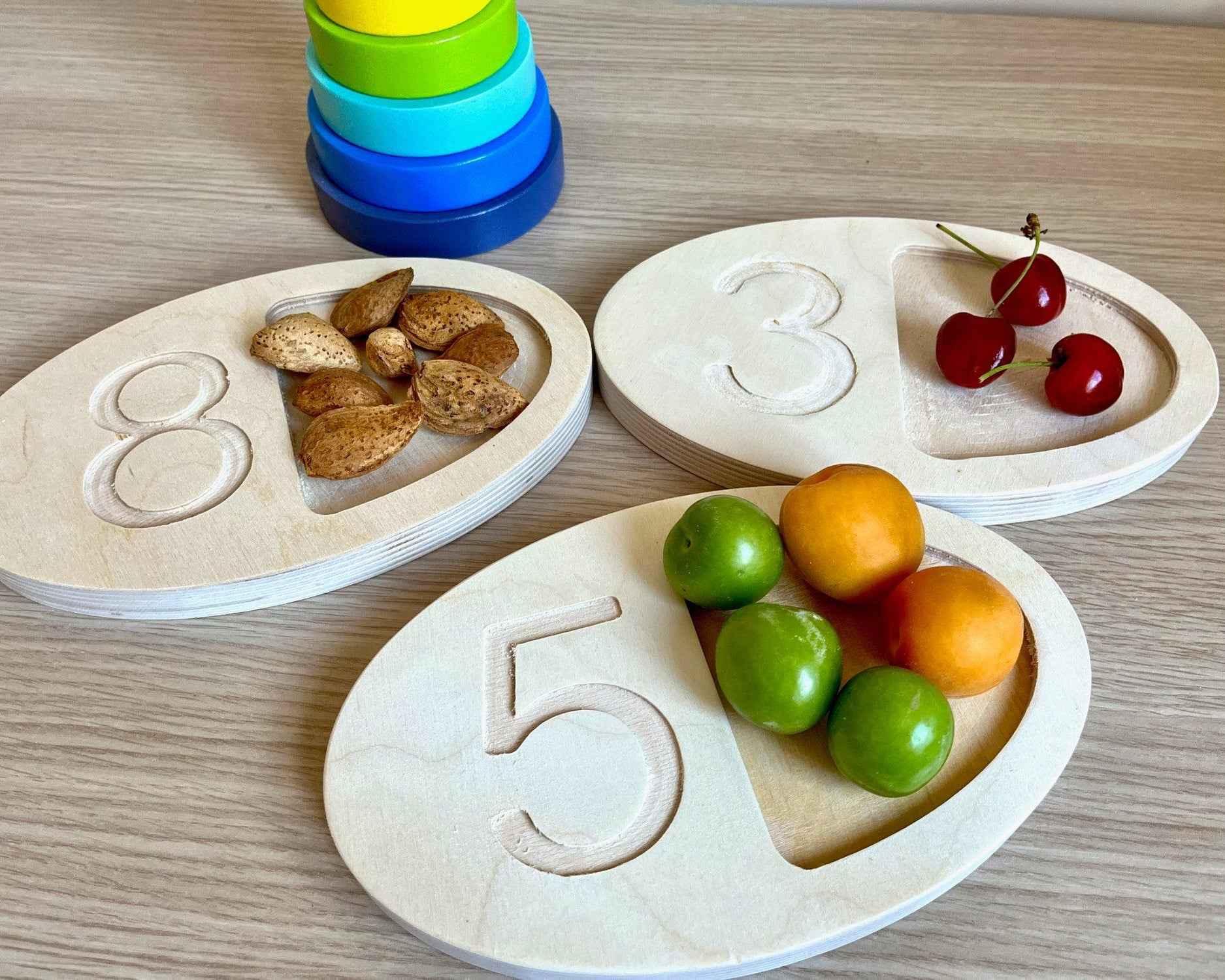 Montessori Ahşap Sayı Sayma Tepsisi | Eğitici Sayılar ve Şekiller Seti