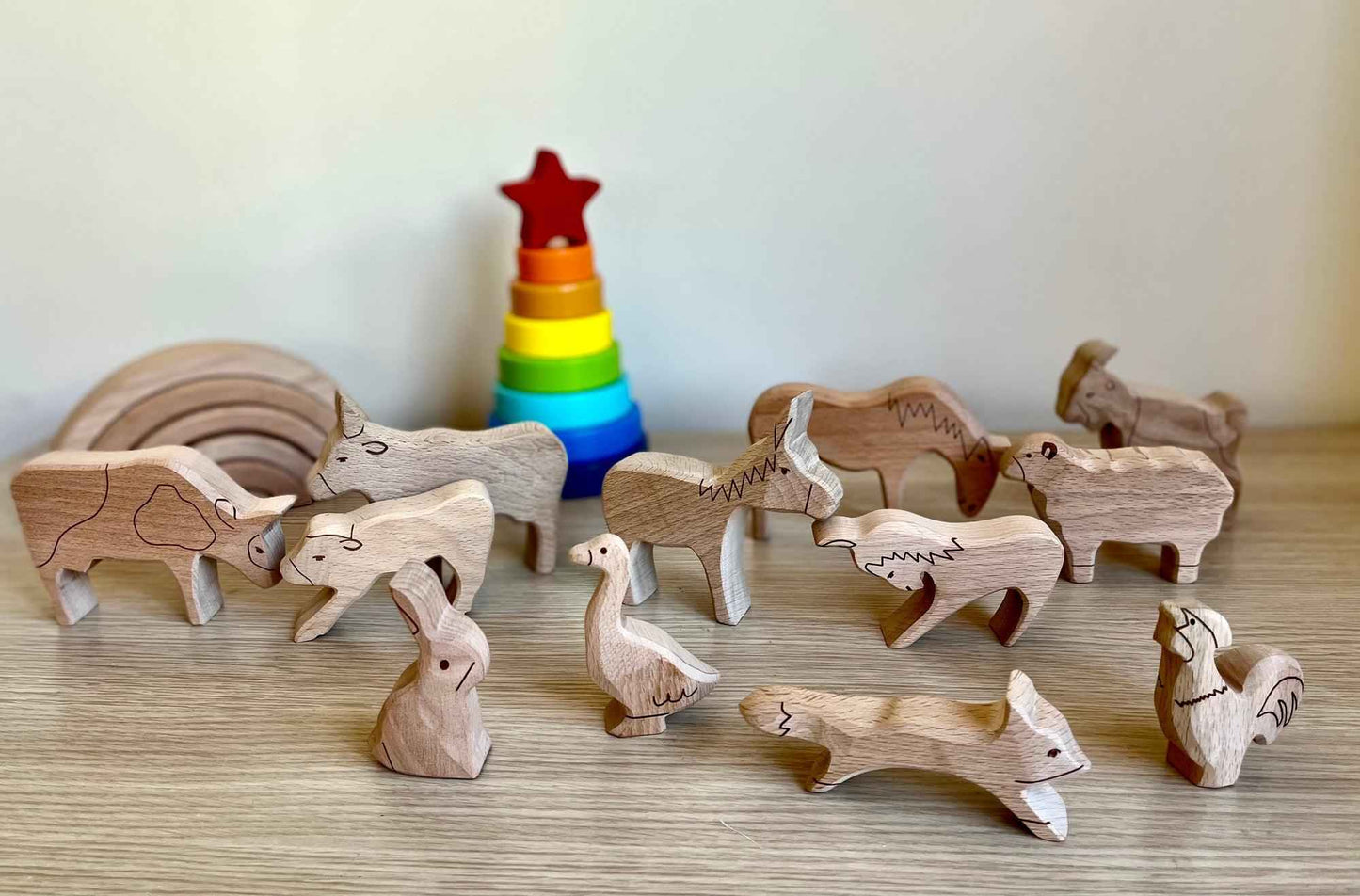 Ahşap Çiftlik Hayvanları Denge Oyunu | Montessori Waldorf İstifleme Oyuncağı